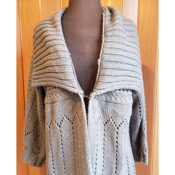 A New Approach size large gray crochet sweater - Picture 2 of 7